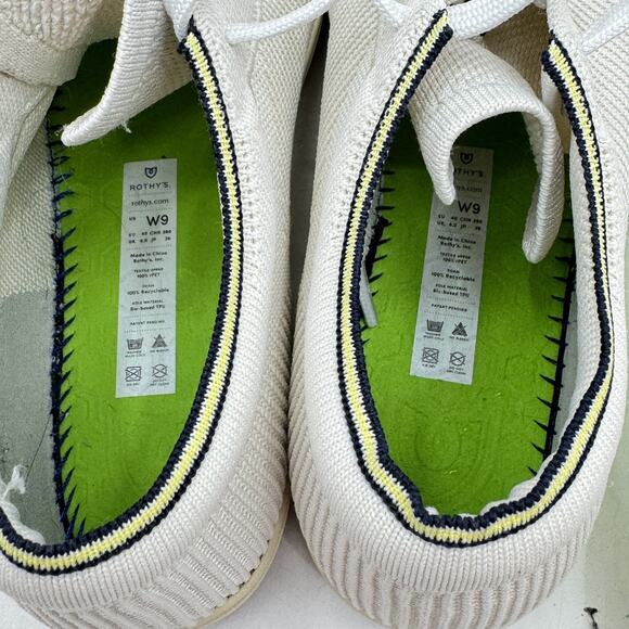 Rothy’s The Lace Up Sneaker Vanilla Ivory Knit Gum Women's 9 Hidden Heel Low Top - Picture 8 of 13